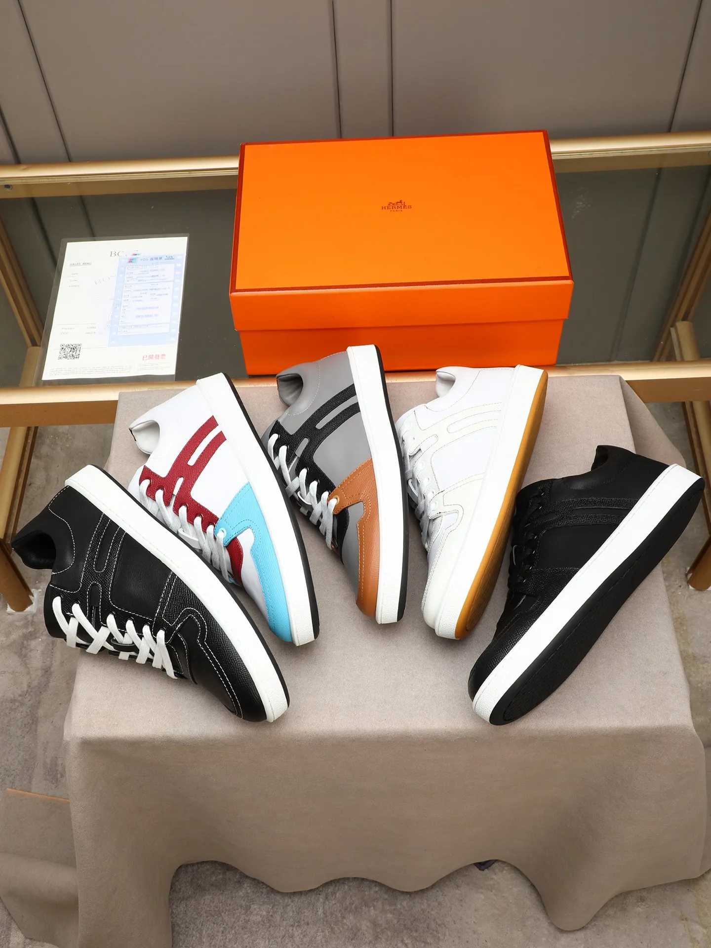 Men's shoes 💰720 [HERMES] Hermès - High-end quality original 🔍🔍🔍 casual sneakers - Upper: 🔝 Napa calfskin, shoe body sewn with brand 'H' totem - Lining: water-dyed cowhide - Outsole: original TPR. :38-44 (45, can be customized)